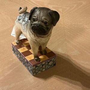 Jim Shore Pug Sculpture in Cream and Brown